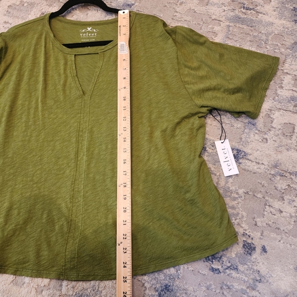 NWT Velvet By Graham & Spencer Green Vintage Slub Cotton Tee women's size XL - Picture 10 of 16